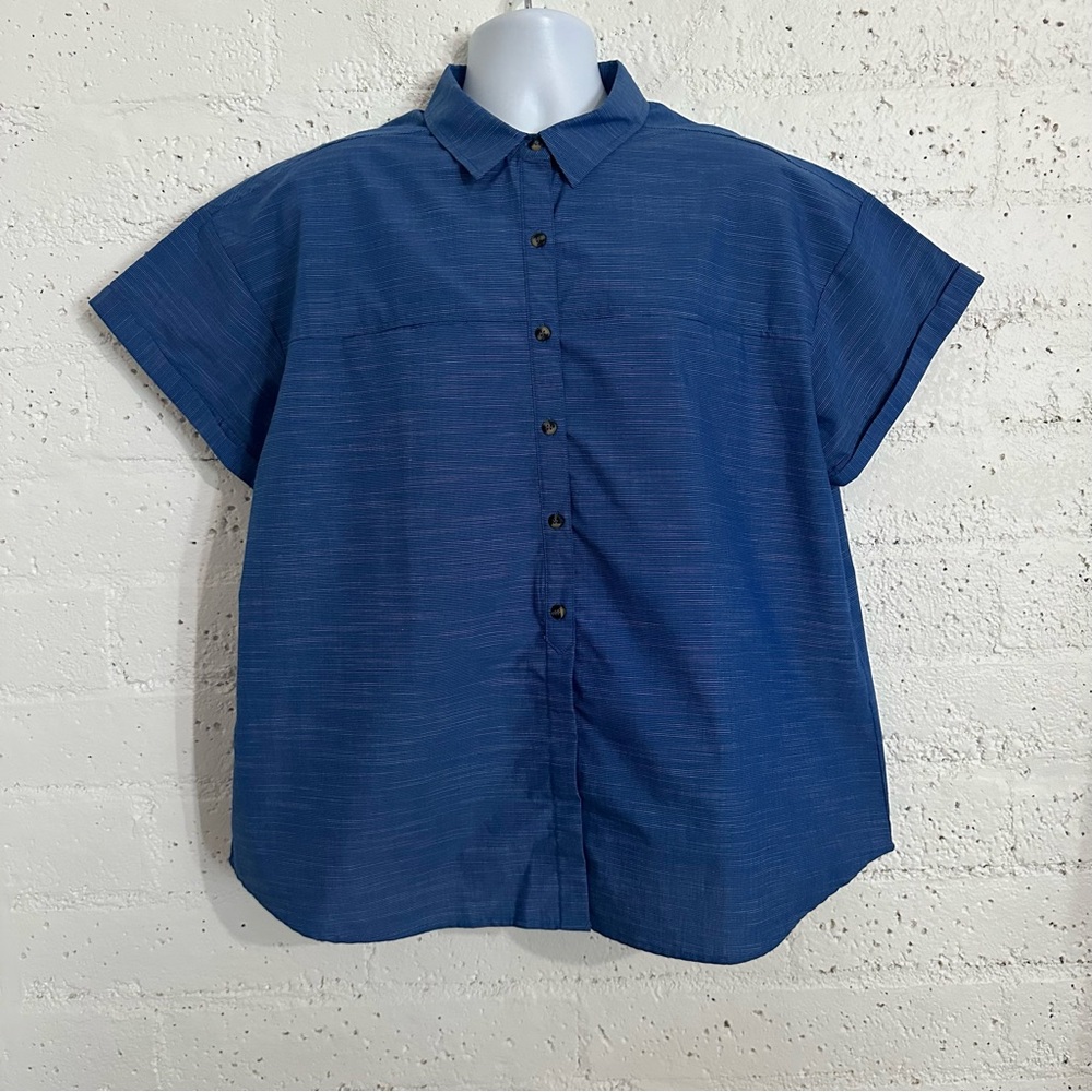 Apparel Collection Mens Casual Button Down Shirt 2XL-R Blue Short Sleeve BN18